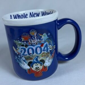 Disney Disneyland Resort 2004 A Whole New World Sorcerer Mickey Blue Coffee Mug